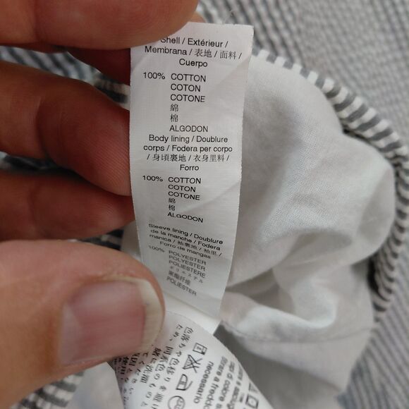 Gap Blazer Women Size 8 Gray White Seersucker Pin Stripe Nautical Preppy Classic - Picture 9 of 13